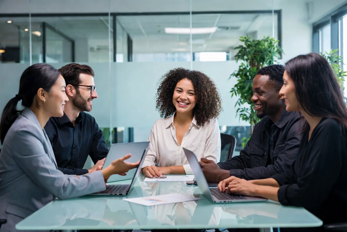 A healthcare team meeting around a conference table