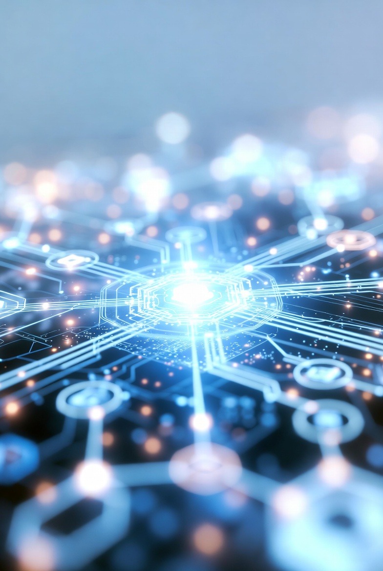 An abstract blue network of connected nodes representing multi-cloud architecture